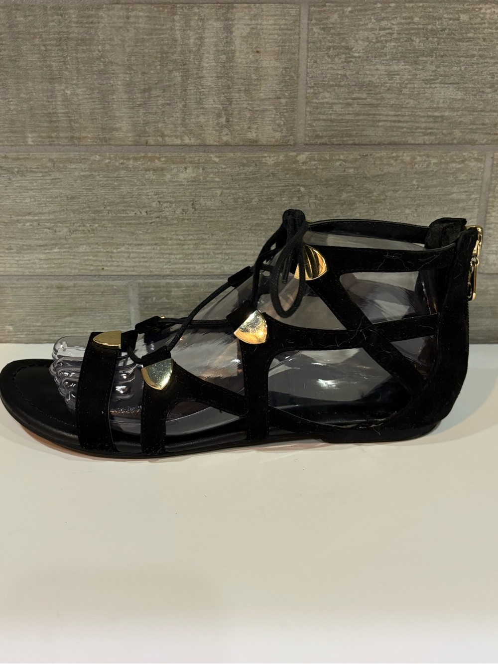 GUESS Lace-Up Gladiator Sandals with Gold Accents - Picture 4 of 10